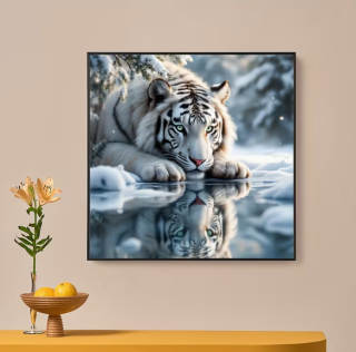 Preview: Diamond Painting  Weißer Tiger im Spiegelbild